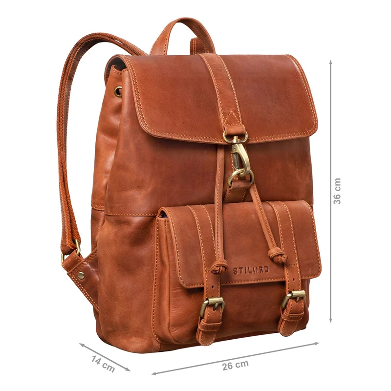 B-WARE "Kacey" Daypack Damen Leder 13.3 Zoll Lederrucksack Unirucksack