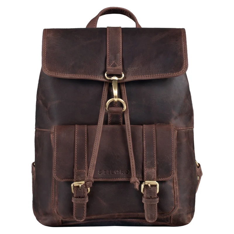 B-WARE "Kacey" Daypack Damen Leder 13.3 Zoll Lederrucksack Unirucksack