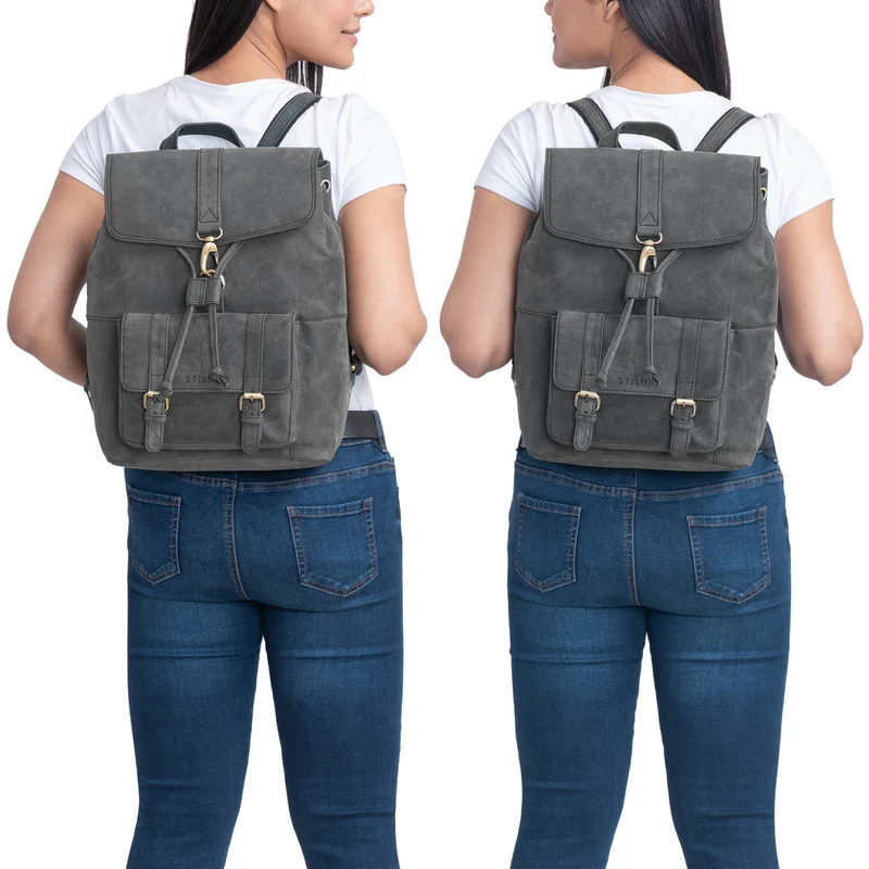 B-WARE "Kacey" Daypack Damen Leder 13.3 Zoll Lederrucksack Unirucksack