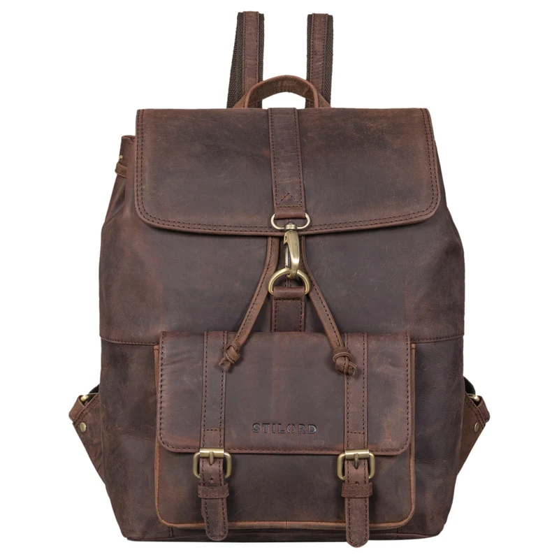 B-WARE "Kacey" Daypack Damen Leder 13.3 Zoll Lederrucksack Unirucksack
