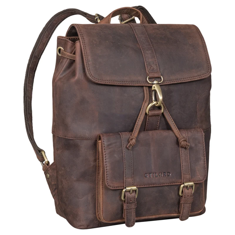 B-WARE "Kacey" Daypack Damen Leder 13.3 Zoll Lederrucksack Unirucksack
