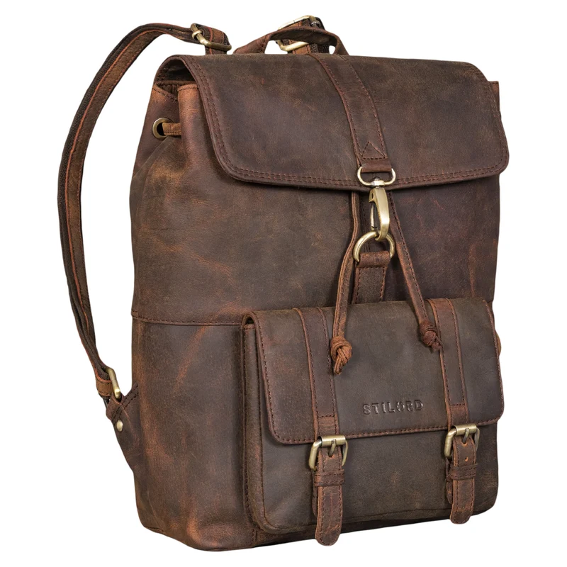 B-WARE "Kacey" Daypack Damen Leder 13.3 Zoll Lederrucksack Unirucksack