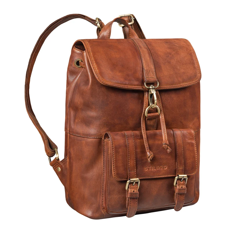 B-WARE "Kacey" Daypack Damen Leder 13.3 Zoll Lederrucksack Unirucksack