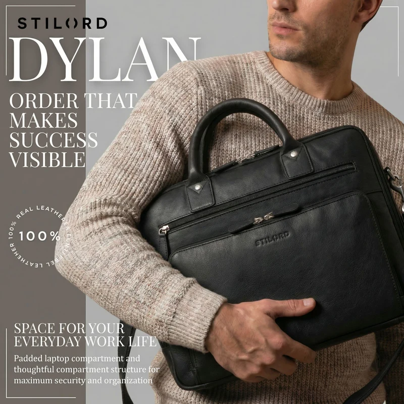 "Dylan" Große Business Aktentasche Herren Echtleder 16 Zoll & A4