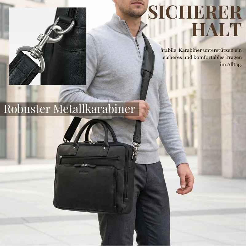 "Dylan" Große Business Aktentasche Herren Echtleder 16 Zoll & A4
