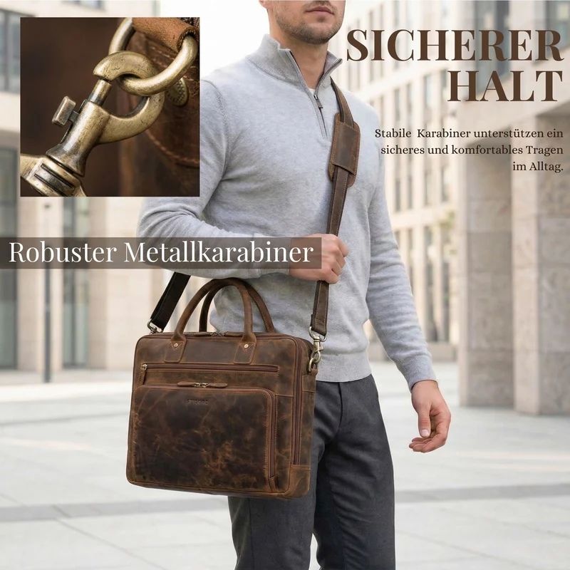 "Dylan" Große Business Aktentasche Herren Echtleder 16 Zoll & A4