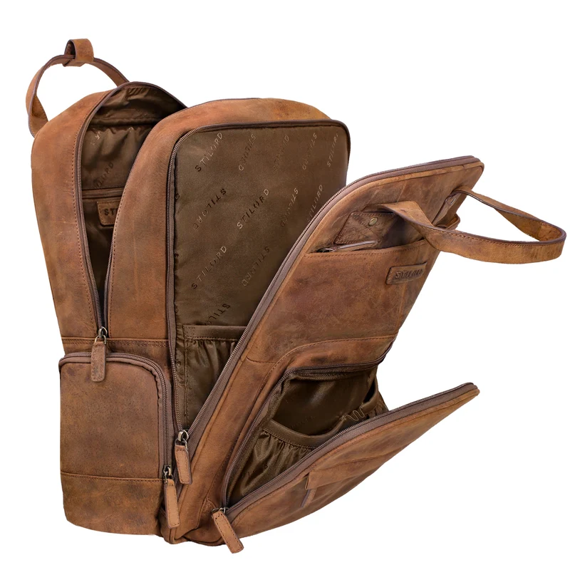 B-WARE "Fiena" Lässiger Leder Wickelrucksack Groß