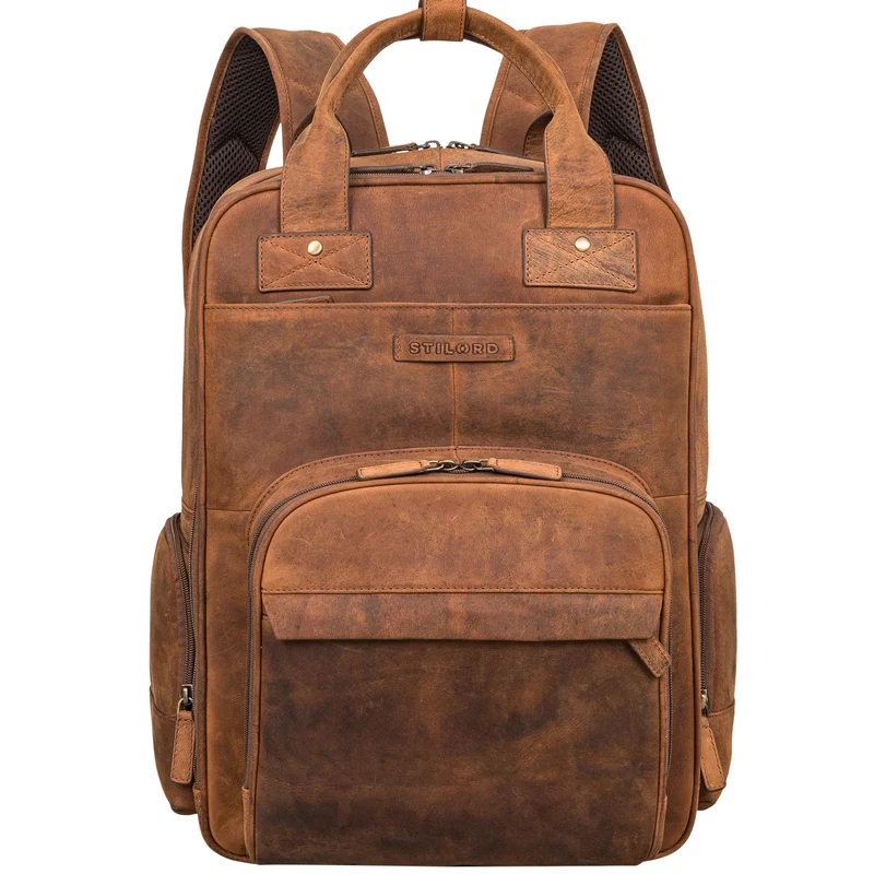 B-WARE "Fiena" Lässiger Leder Wickelrucksack Groß