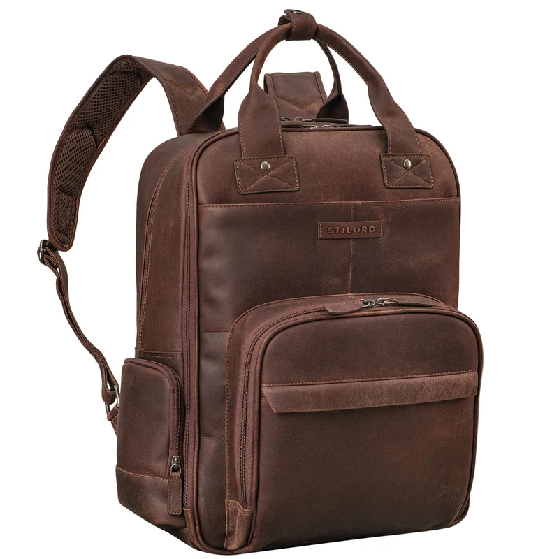 B-WARE "Fiena" Lässiger Leder Wickelrucksack Groß