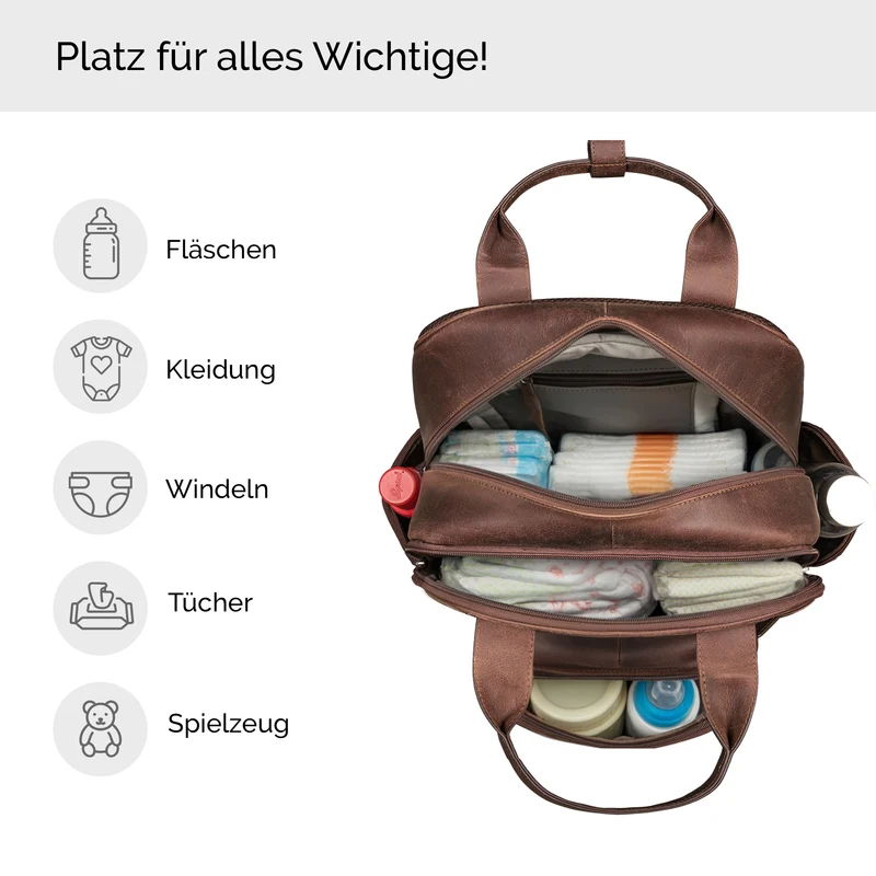 B-WARE "Fiena" Lässiger Leder Wickelrucksack Groß