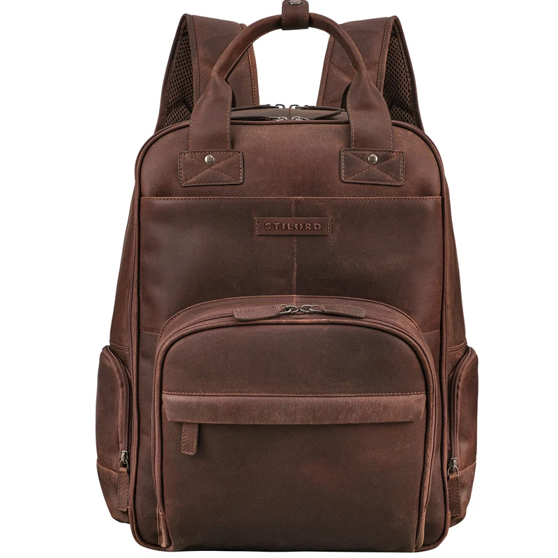 B-WARE "Fiena" Lässiger Leder Wickelrucksack Groß
