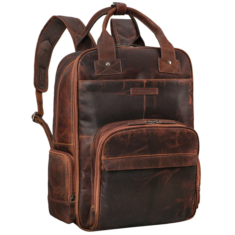B-WARE "Fiena" Lässiger Leder Wickelrucksack Groß