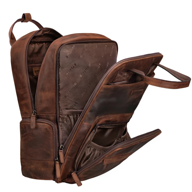 B-WARE "Fiena" Lässiger Leder Wickelrucksack Groß