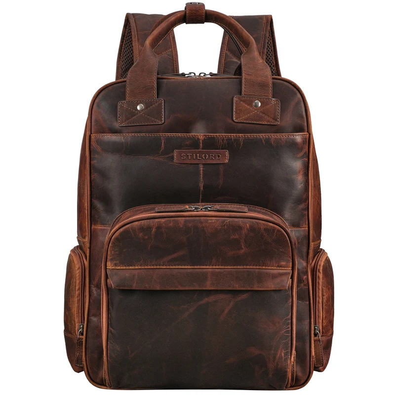B-WARE "Fiena" Lässiger Leder Wickelrucksack Groß