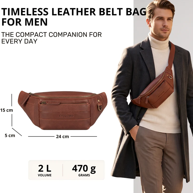 "Adelmo" Zeitlose Bauchtasche Herren Leder Vintage