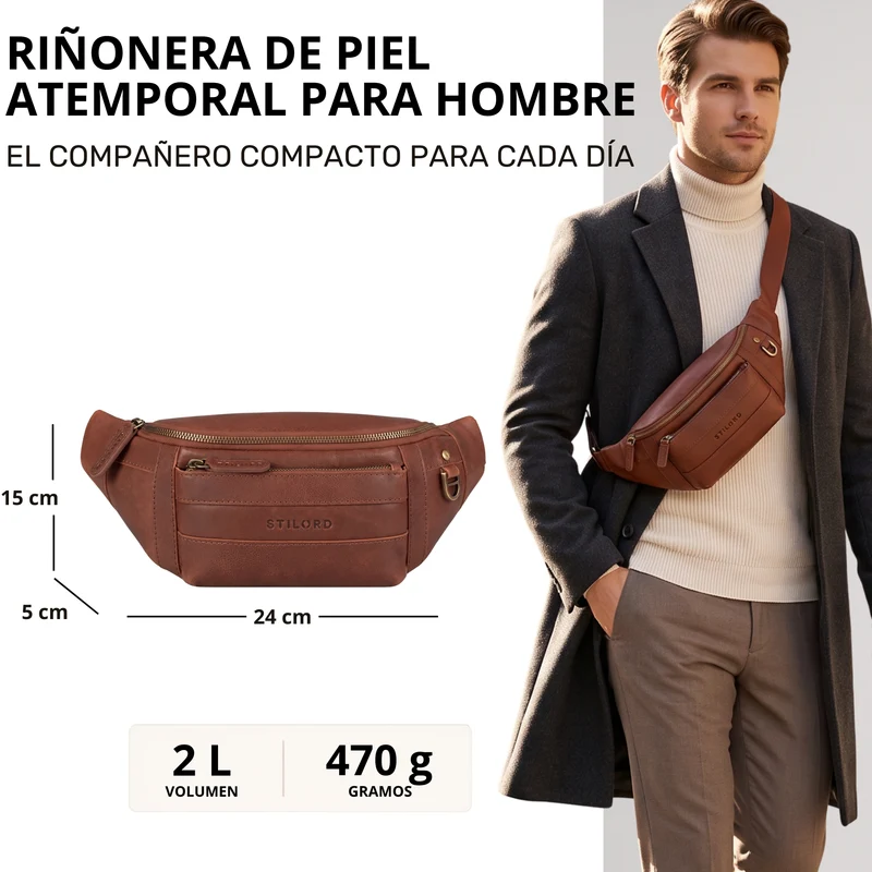 "Adelmo" Zeitlose Bauchtasche Herren Leder Vintage
