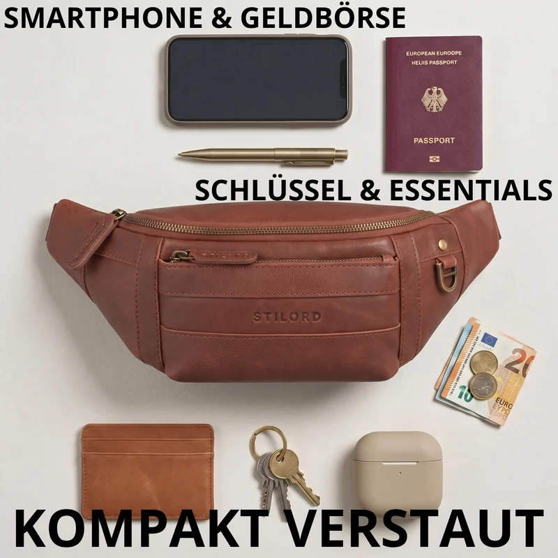 "Adelmo" Zeitlose Bauchtasche Herren Leder Vintage