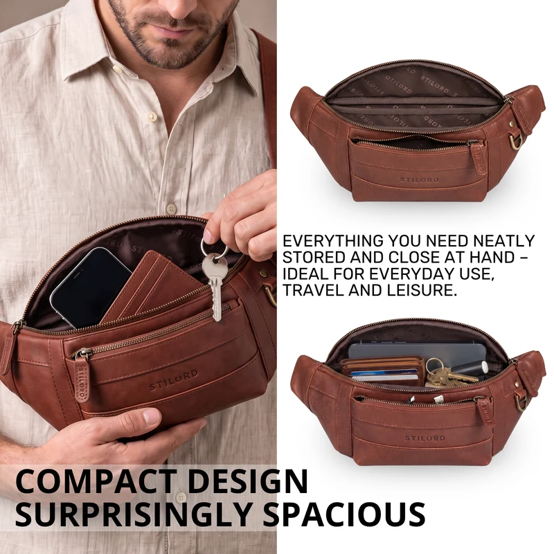 "Adelmo" Zeitlose Bauchtasche Herren Leder Vintage