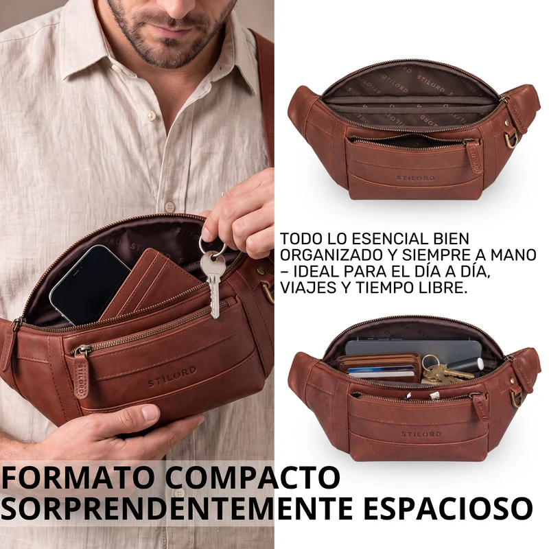 "Adelmo" Zeitlose Bauchtasche Herren Leder Vintage