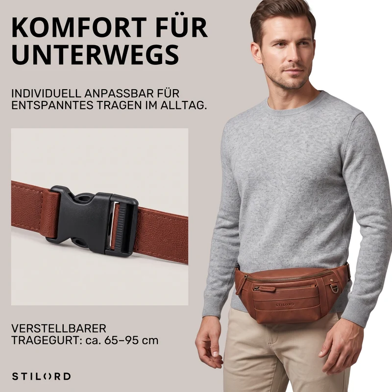 "Adelmo" Zeitlose Bauchtasche Herren Leder Vintage