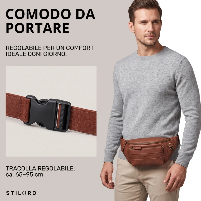 "Adelmo" Zeitlose Bauchtasche Herren Leder Vintage