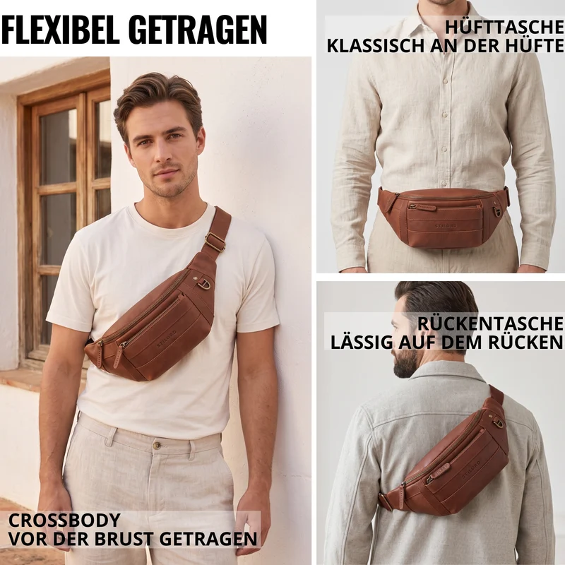 "Adelmo" Zeitlose Bauchtasche Herren Leder Vintage