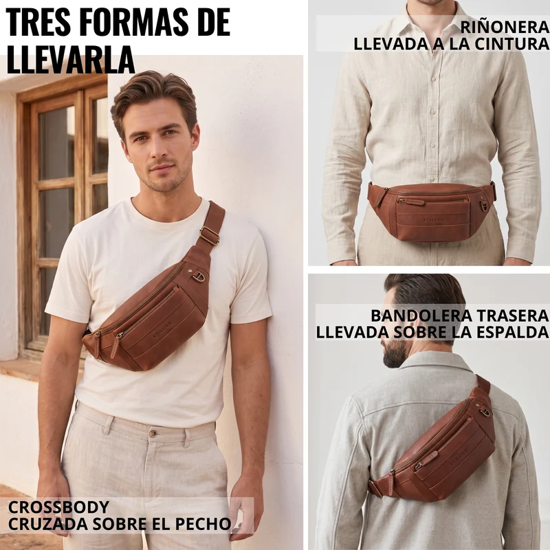"Adelmo" Zeitlose Bauchtasche Herren Leder Vintage