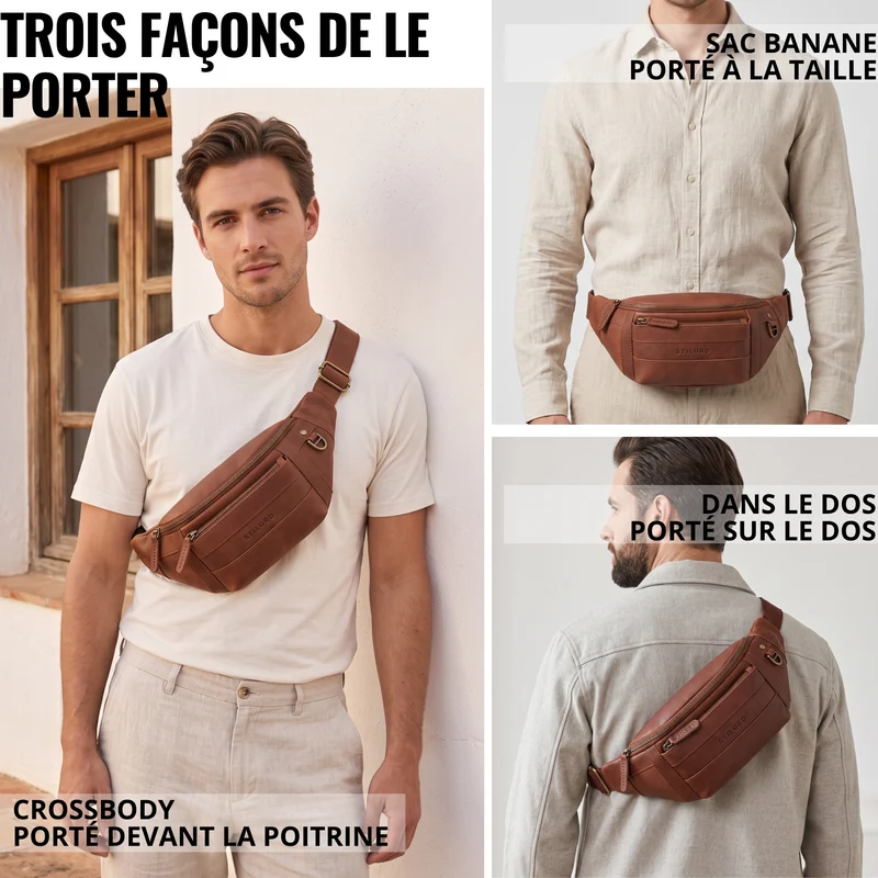 "Adelmo" Zeitlose Bauchtasche Herren Leder Vintage