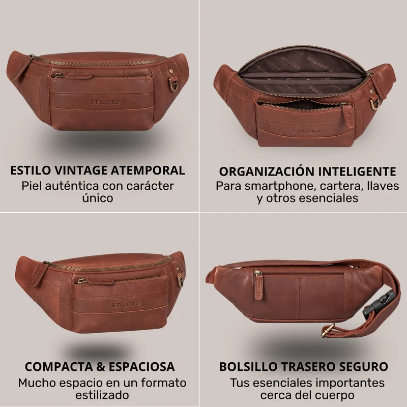 "Adelmo" Zeitlose Bauchtasche Herren Leder Vintage