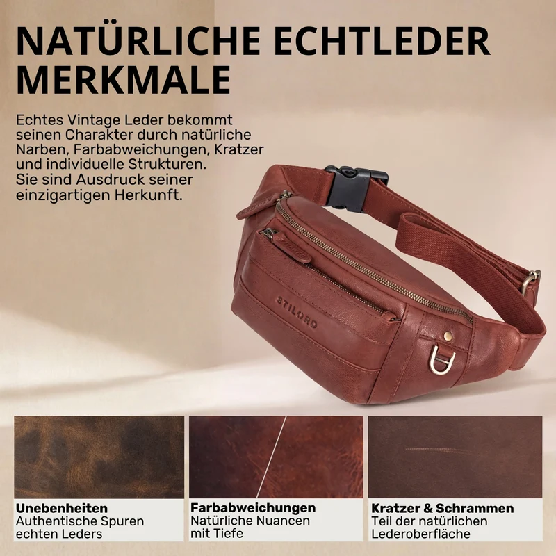 "Adelmo" Zeitlose Bauchtasche Herren Leder Vintage