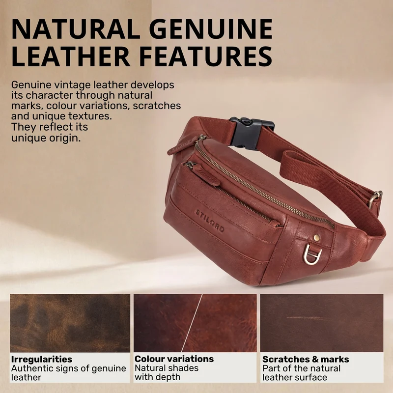 "Adelmo" Zeitlose Bauchtasche Herren Leder Vintage