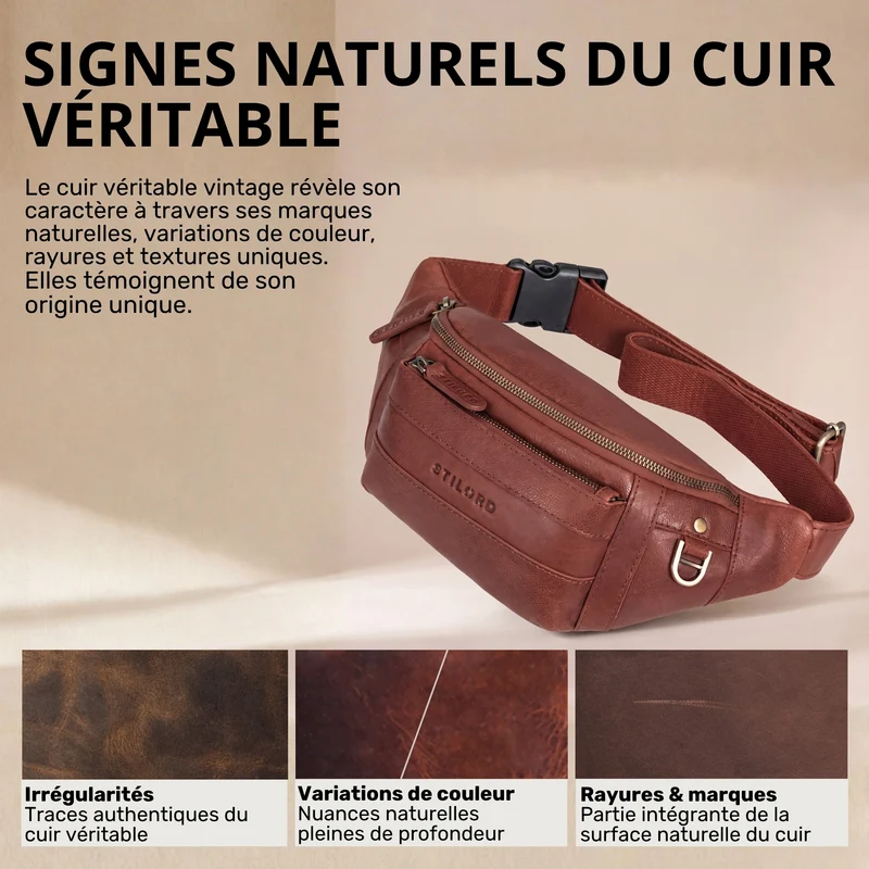 "Adelmo" Zeitlose Bauchtasche Herren Leder Vintage