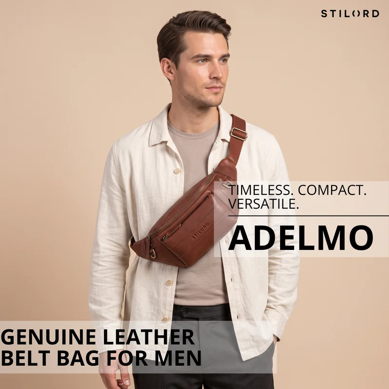 "Adelmo" Zeitlose Bauchtasche Herren Leder Vintage