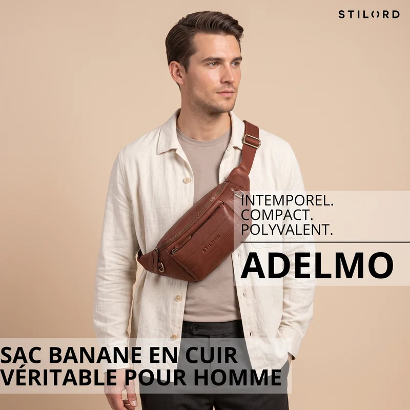 "Adelmo" Zeitlose Bauchtasche Herren Leder Vintage