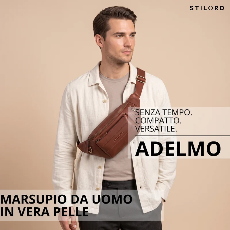 "Adelmo" Zeitlose Bauchtasche Herren Leder Vintage