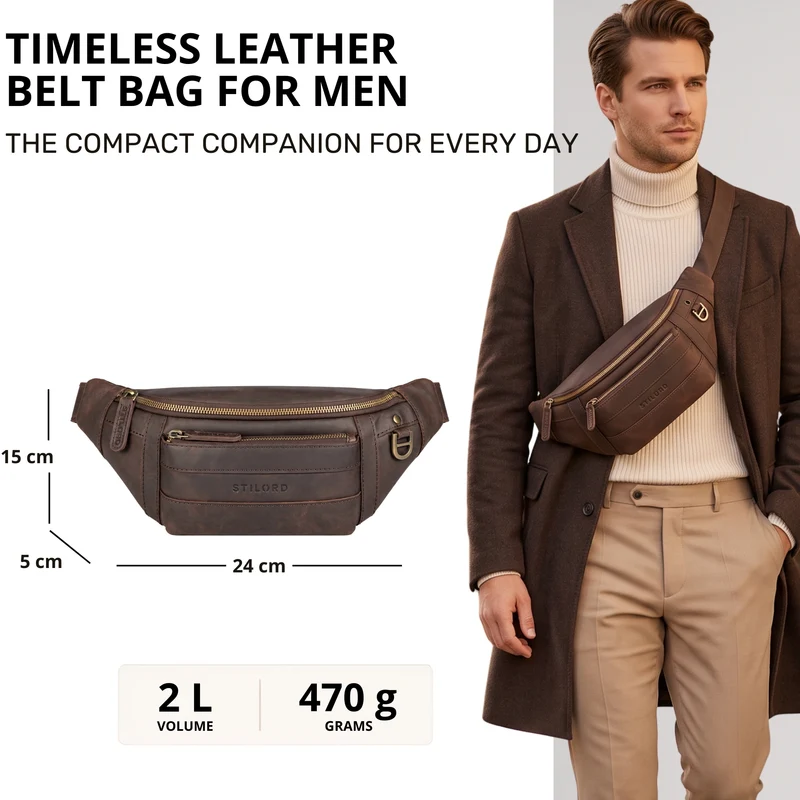 "Adelmo" Zeitlose Bauchtasche Herren Leder Vintage
