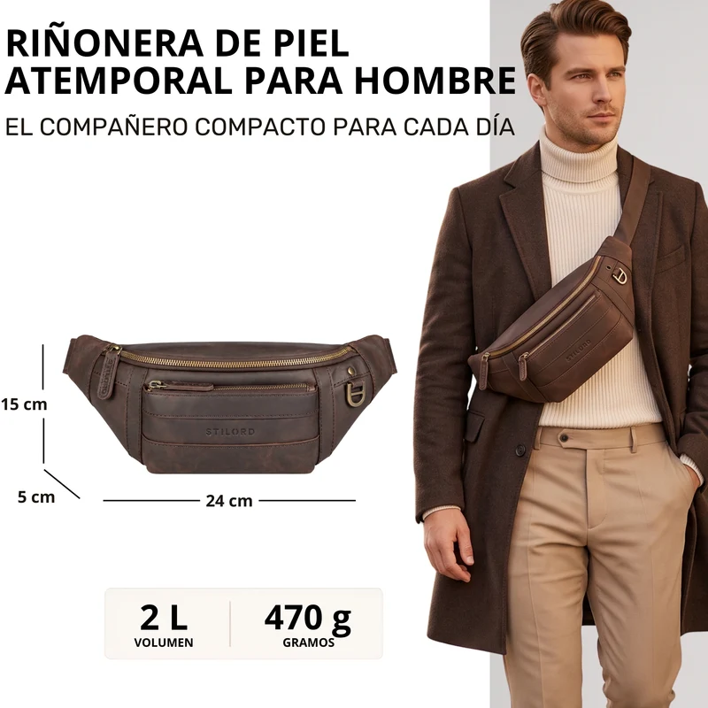 "Adelmo" Zeitlose Bauchtasche Herren Leder Vintage