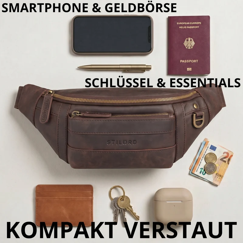 "Adelmo" Zeitlose Bauchtasche Herren Leder Vintage