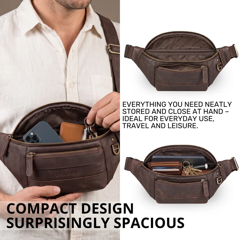 "Adelmo" Zeitlose Bauchtasche Herren Leder Vintage