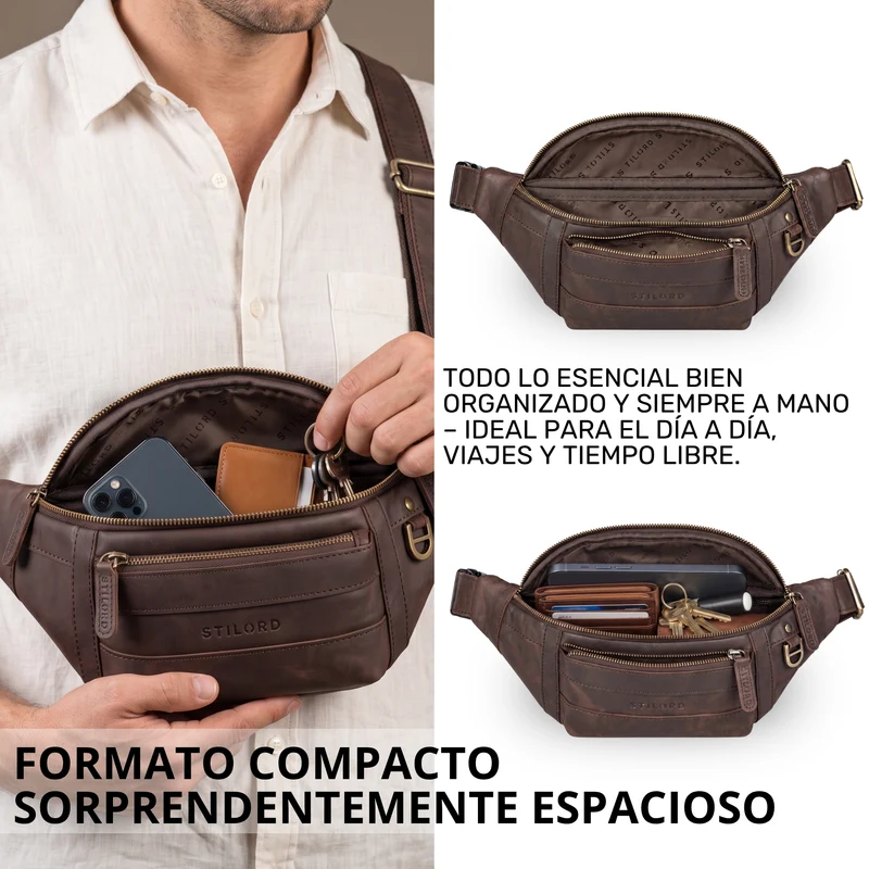 "Adelmo" Zeitlose Bauchtasche Herren Leder Vintage
