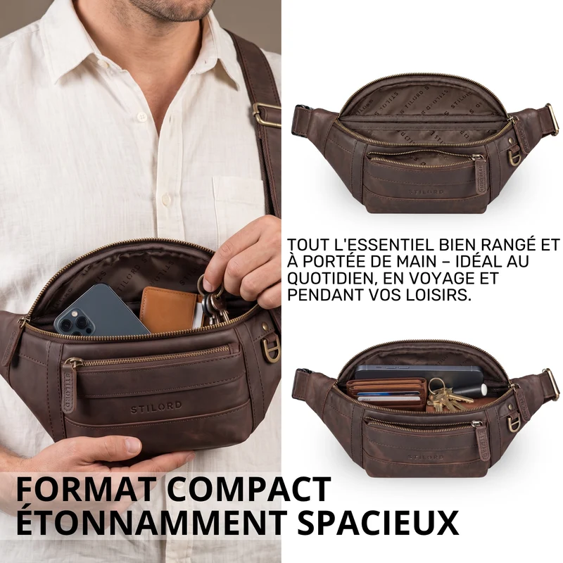 "Adelmo" Zeitlose Bauchtasche Herren Leder Vintage