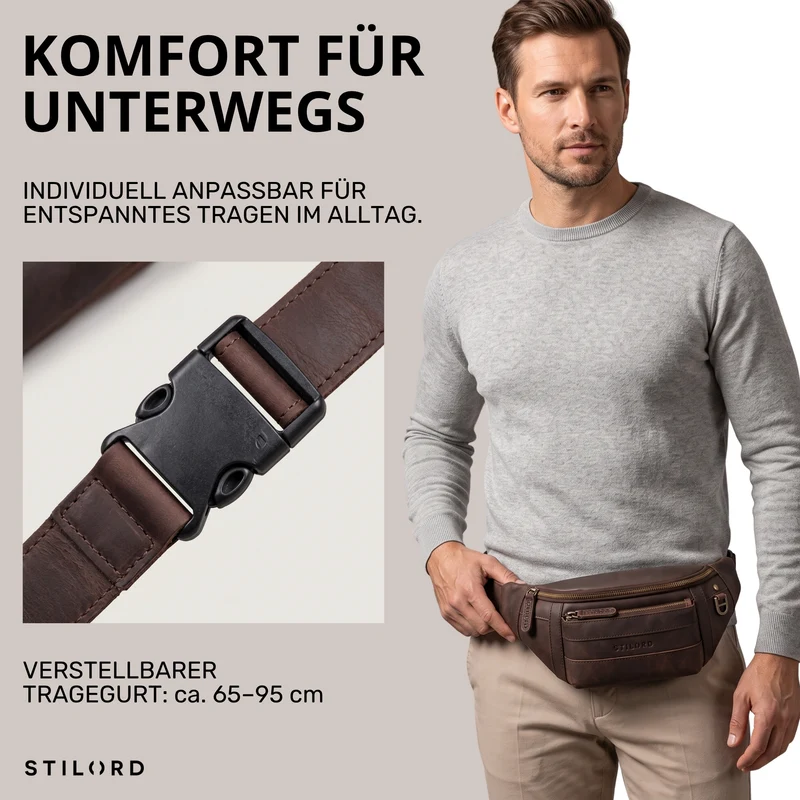 "Adelmo" Zeitlose Bauchtasche Herren Leder Vintage