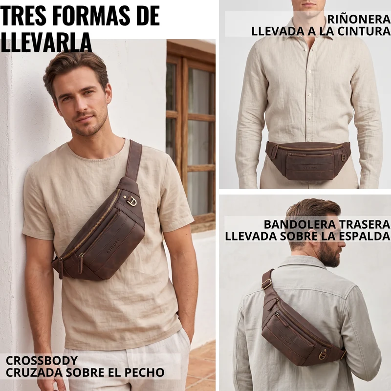 "Adelmo" Zeitlose Bauchtasche Herren Leder Vintage