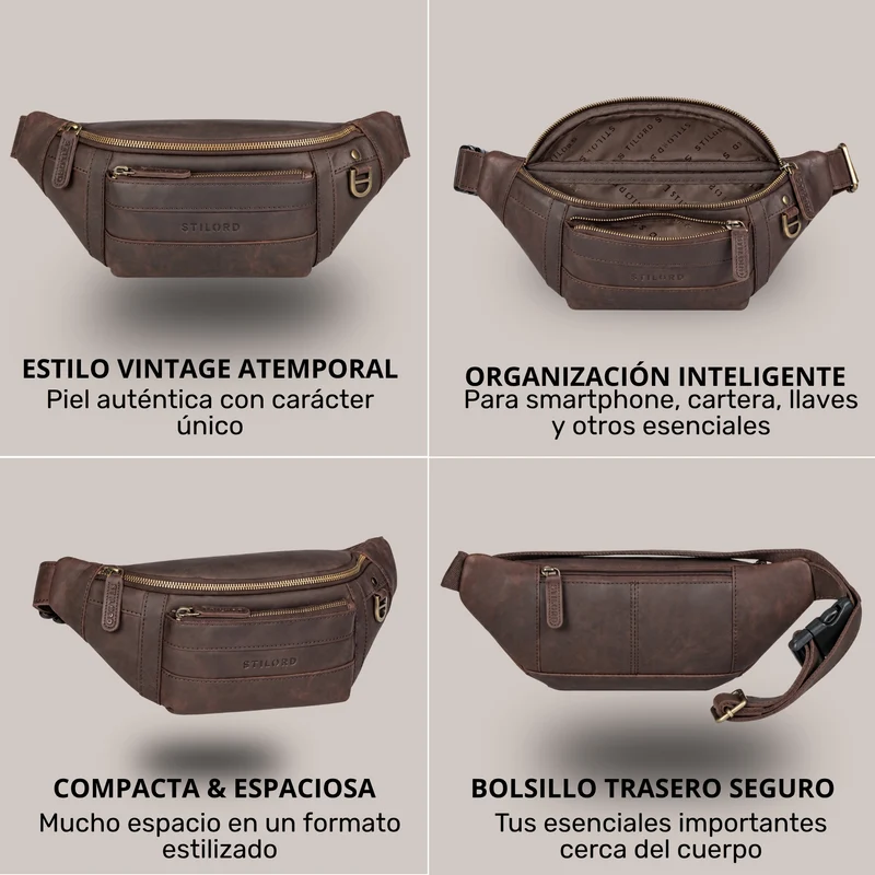 "Adelmo" Zeitlose Bauchtasche Herren Leder Vintage