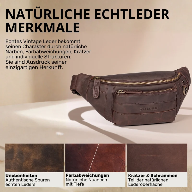 "Adelmo" Zeitlose Bauchtasche Herren Leder Vintage