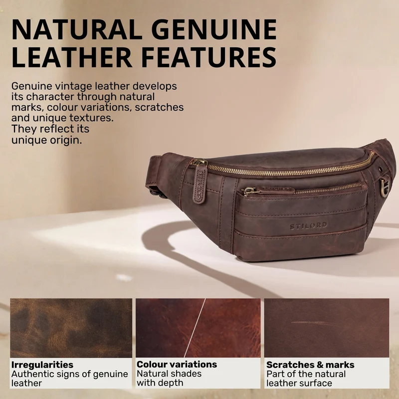 "Adelmo" Zeitlose Bauchtasche Herren Leder Vintage