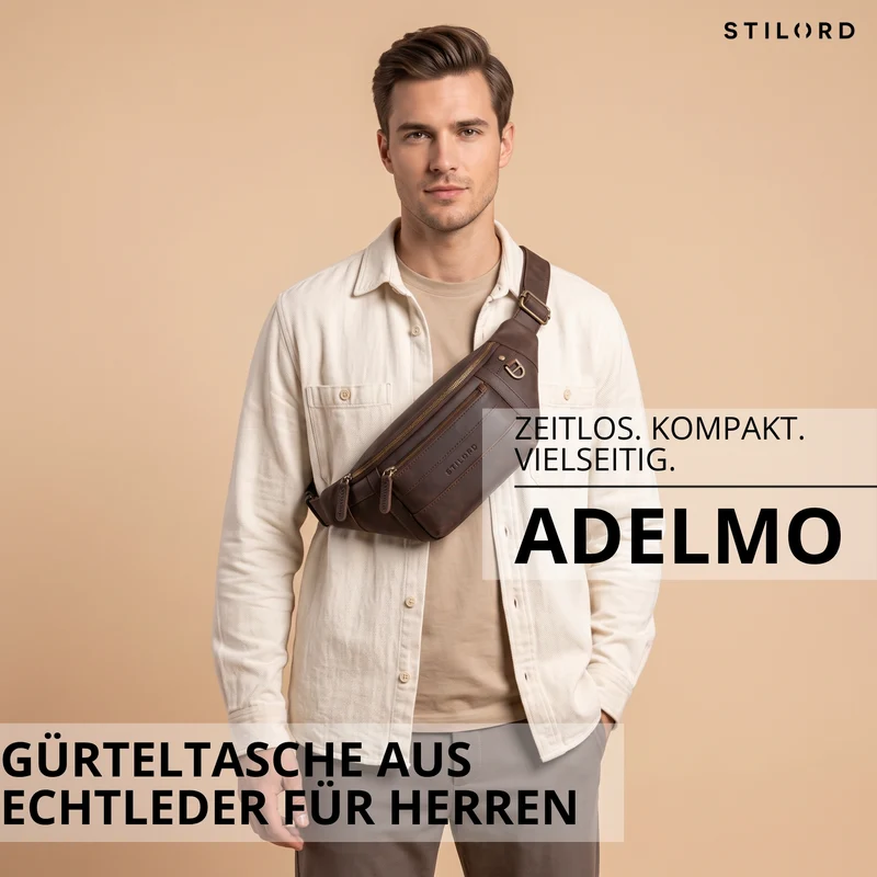 "Adelmo" Zeitlose Bauchtasche Herren Leder Vintage