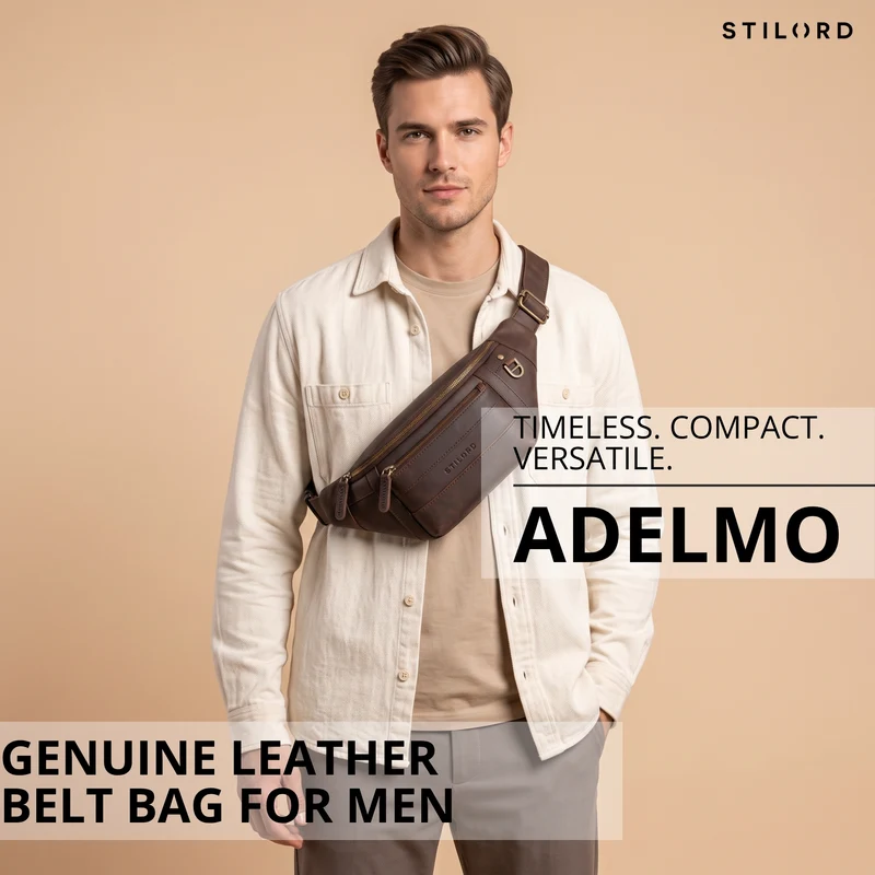 "Adelmo" Zeitlose Bauchtasche Herren Leder Vintage