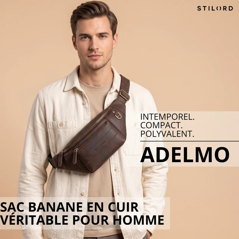 "Adelmo" Zeitlose Bauchtasche Herren Leder Vintage