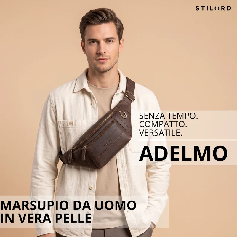 "Adelmo" Zeitlose Bauchtasche Herren Leder Vintage